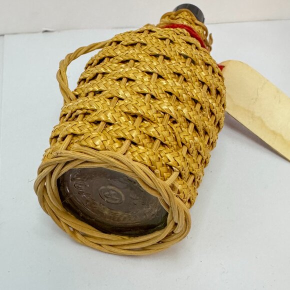 Vintage Small Empty Glass Liquor Bottle Cherry Brandy GERMANY Collectible Wicker - Picture 4 of 5